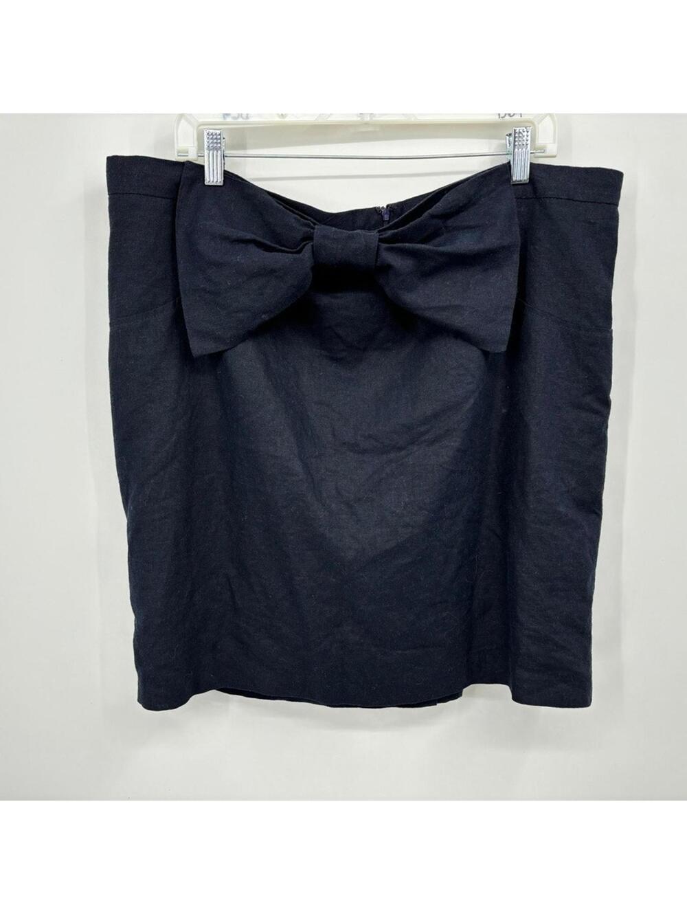 ASOS Bow Front Mini Skirt Plus Size 16 Navy Blue Linen Blend
